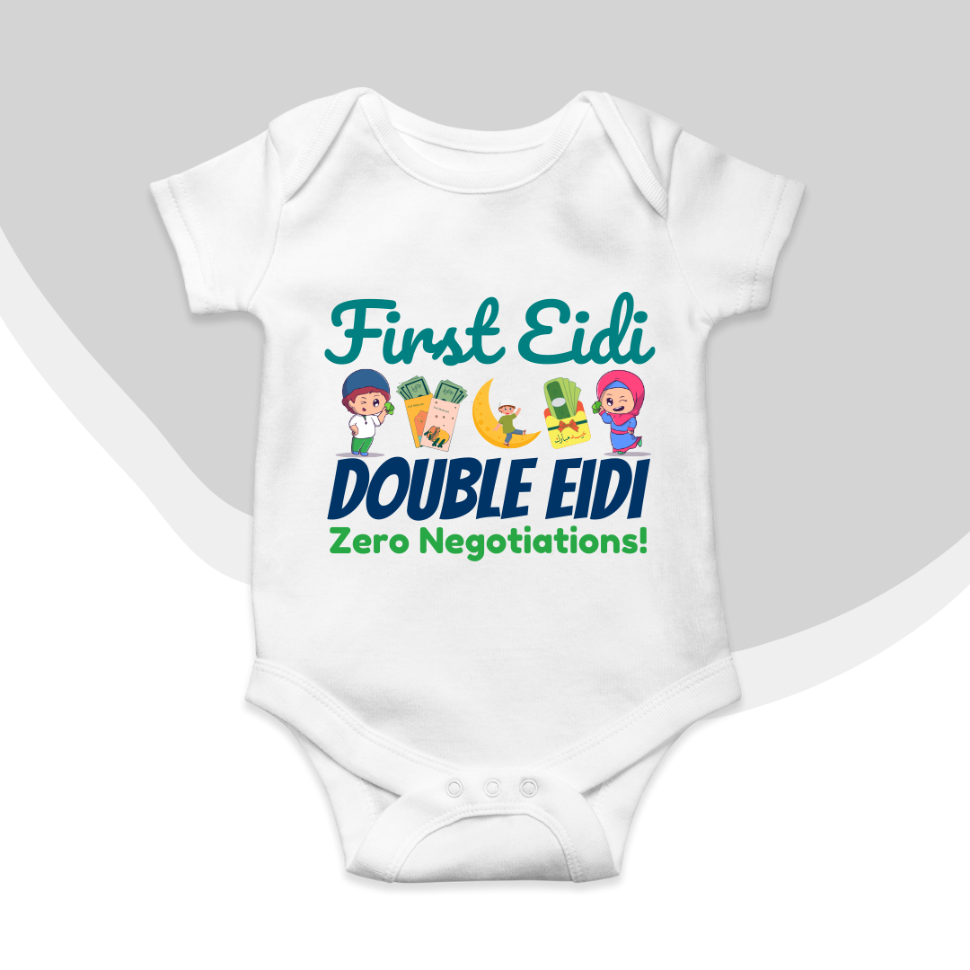 Eidi Zero Negotiation Funny Baby Eid Romper| New Born-18 month