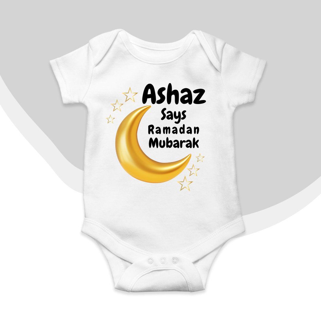 Customized Name Says Ramadan Mubarak Romper | Ramzan Romper