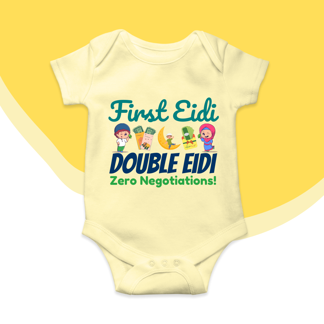 Eidi Zero Negotiation Funny Baby Eid Romper| New Born-18 month