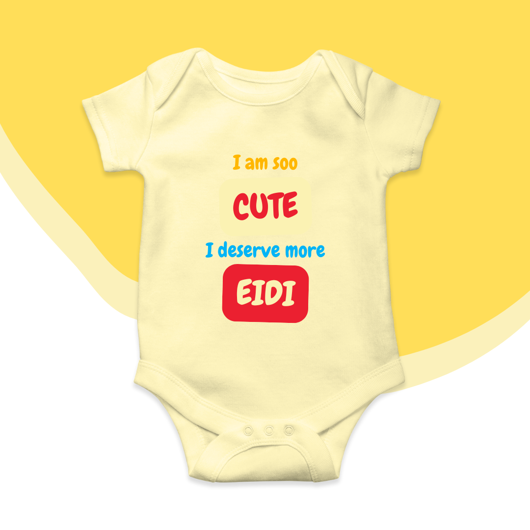 I am Cute I deserve More Eidi Blocks Rompers | Eid Romper