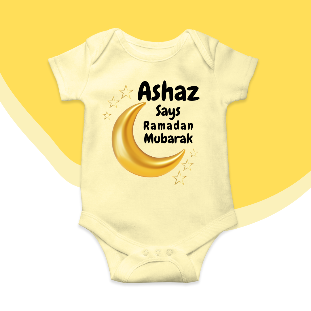 Customized Name Says Ramadan Mubarak Romper | Ramzan Romper