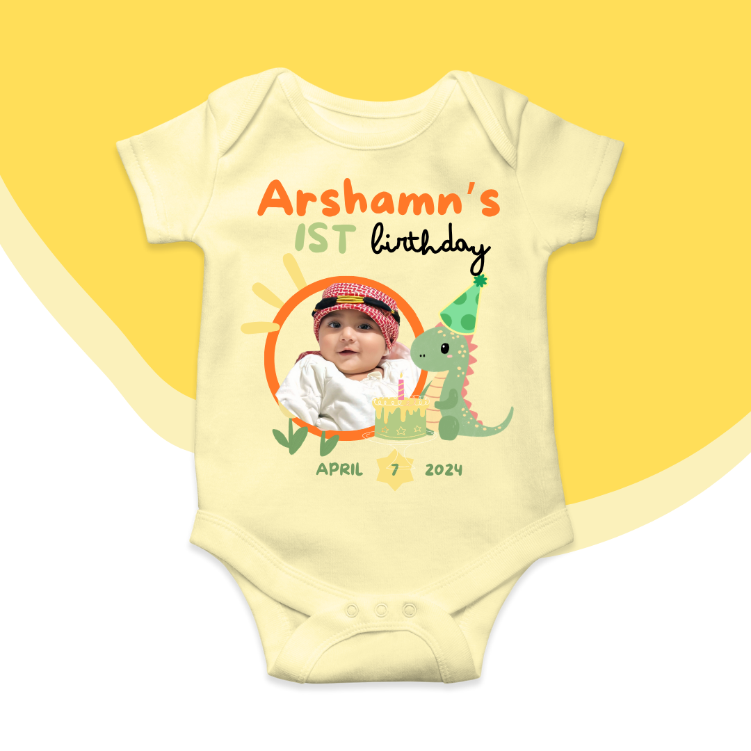 Customize Birthday Baby Picture Dino Rompers | For Your Loved Ones