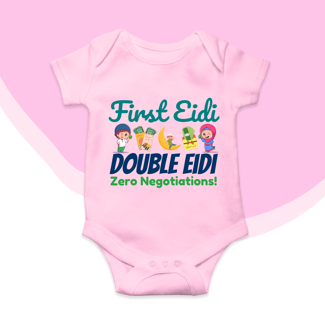 Eidi Zero Negotiation Funny Baby Eid Romper| New Born-18 month