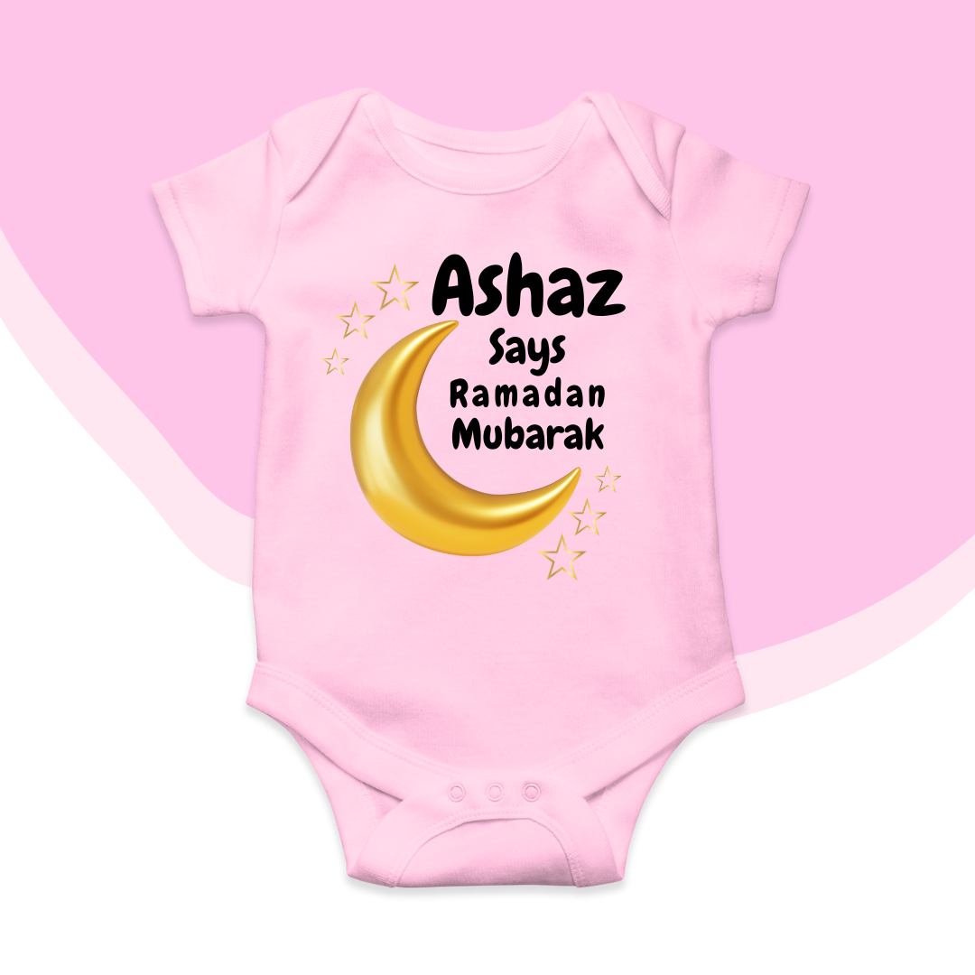 Customized Name Says Ramadan Mubarak Romper | Ramzan Romper