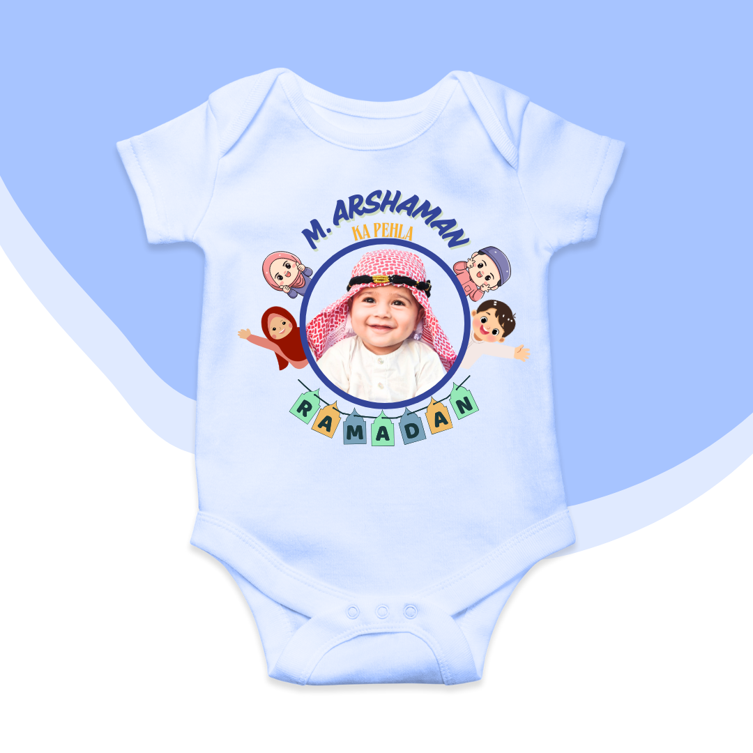 Customize Picture 1st Ramzan Flags Peeking Baby | Ramdan Rompers