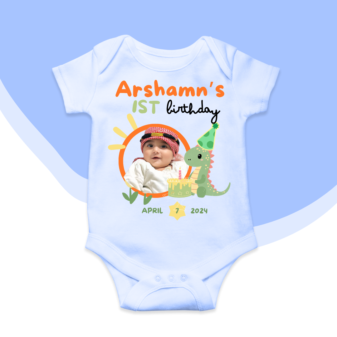 Customize Birthday Baby Picture Dino Rompers | For Your Loved Ones