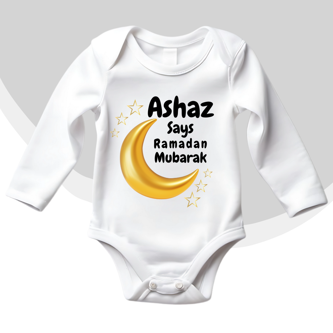 Customized Name Says Ramadan Mubarak Romper | Ramzan Romper