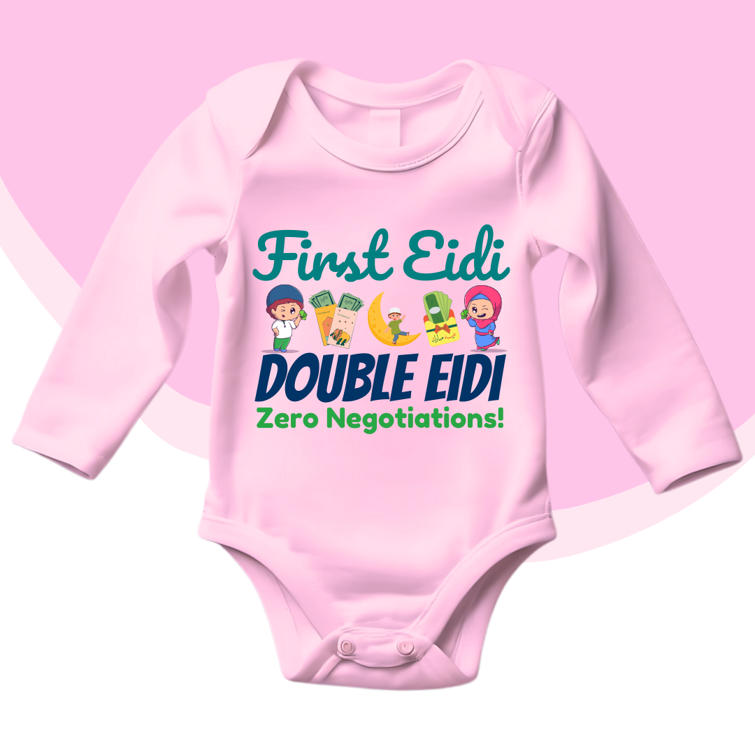 Eidi Zero Negotiation Funny Baby Eid Romper| New Born-18 month