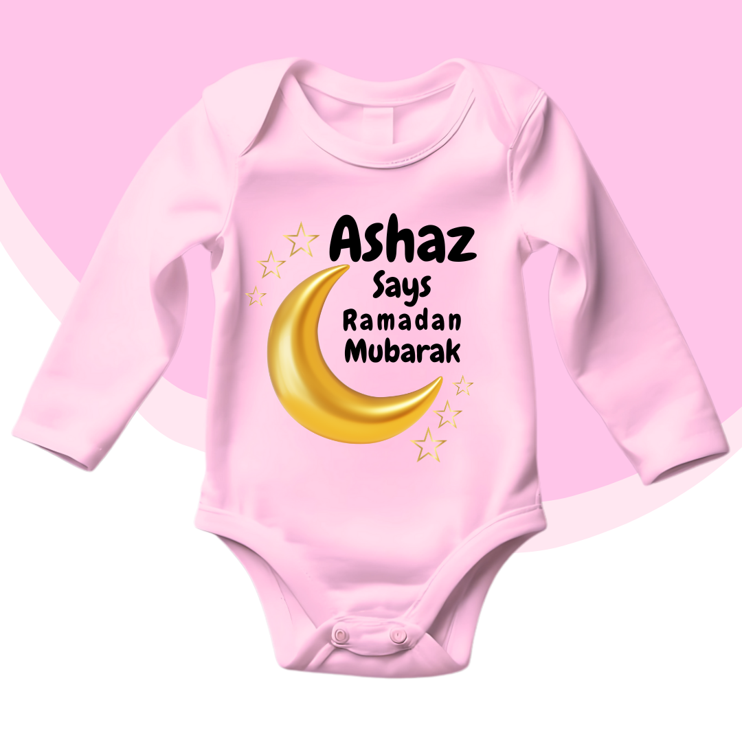 Customized Name Says Ramadan Mubarak Romper | Ramzan Romper