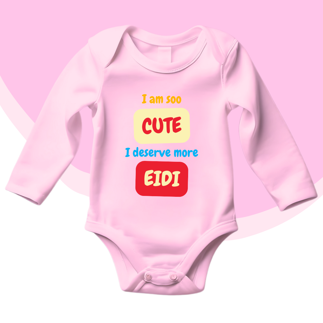 I am Cute I deserve More Eidi Blocks Rompers | Eid Romper