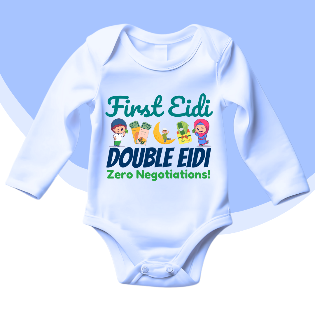 Eidi Zero Negotiation Funny Baby Eid Romper| New Born-18 month