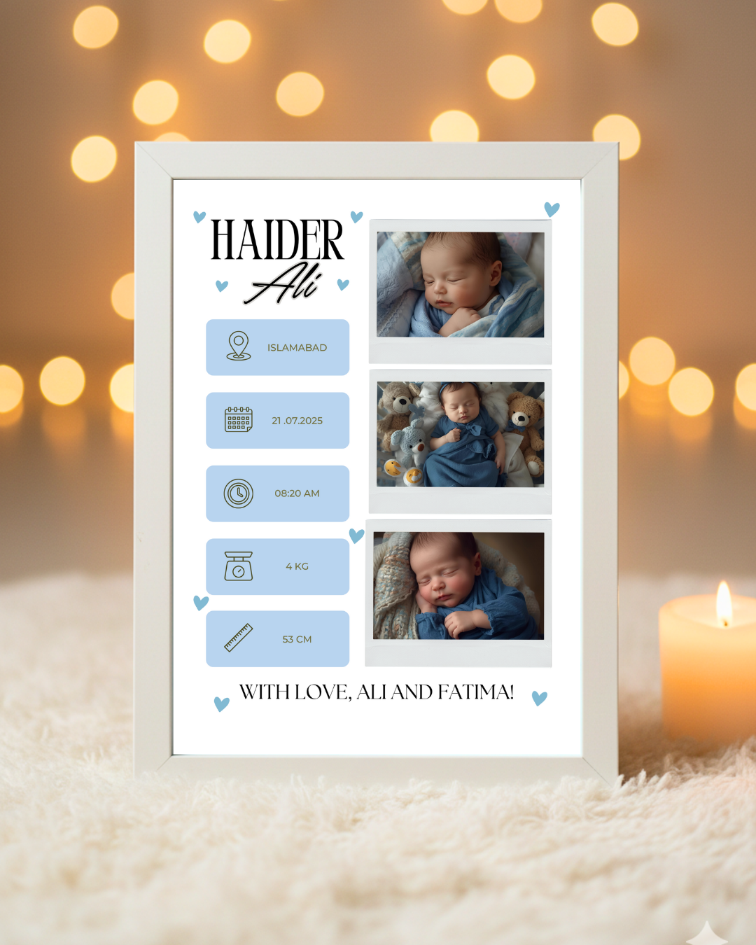 Customize New born baby name and picture frame| New born gift