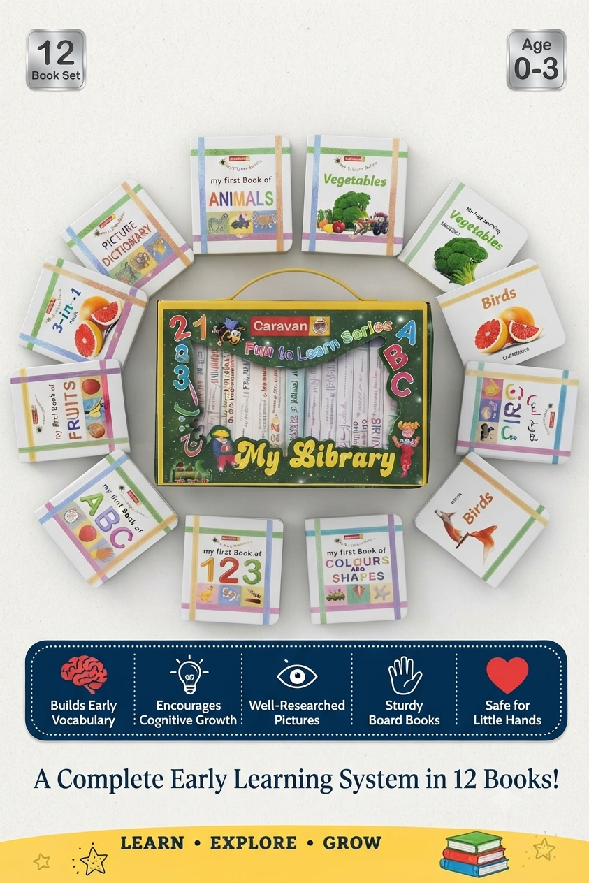 12-in-1 Little Learning Library Books – Early Learning Board Book Set for Kids