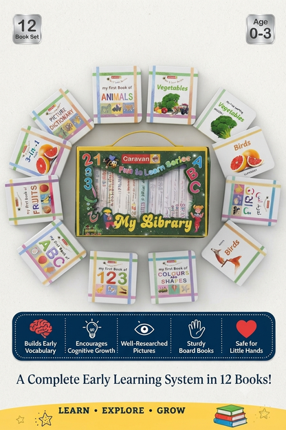 12-in-1 Little Learning Library Books – Early Learning Board Book Set for Kids