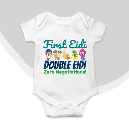 Eidi Zero Negotiation Funny Baby Eid Romper| New Born-18 month