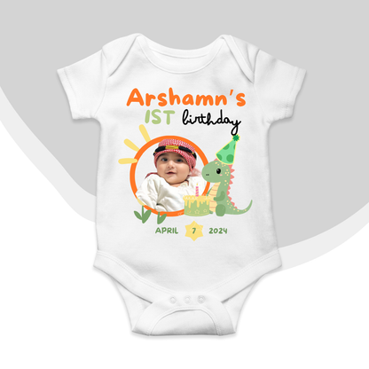 Customize Birthday Baby Picture Dino Rompers | For Your Loved Ones