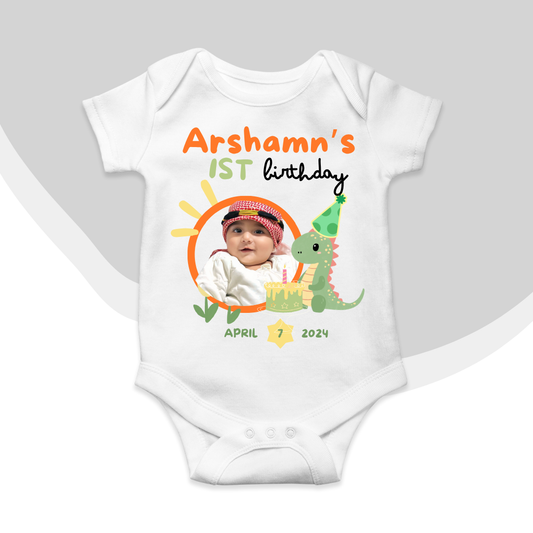 Customize Birthday Baby Picture Dino Rompers | For Your Loved Ones