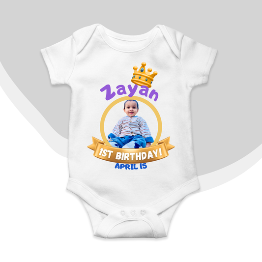 Customize Birthday Baby crown Picture Rompers | For Your Loved Ones