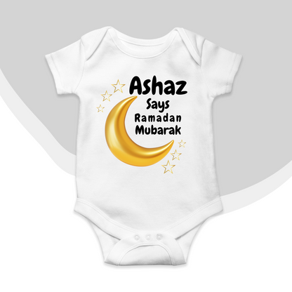 Customized Name Says Ramadan Mubarak Romper | Ramzan Romper