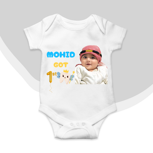 Customize Baby 1st Tooth picture romper