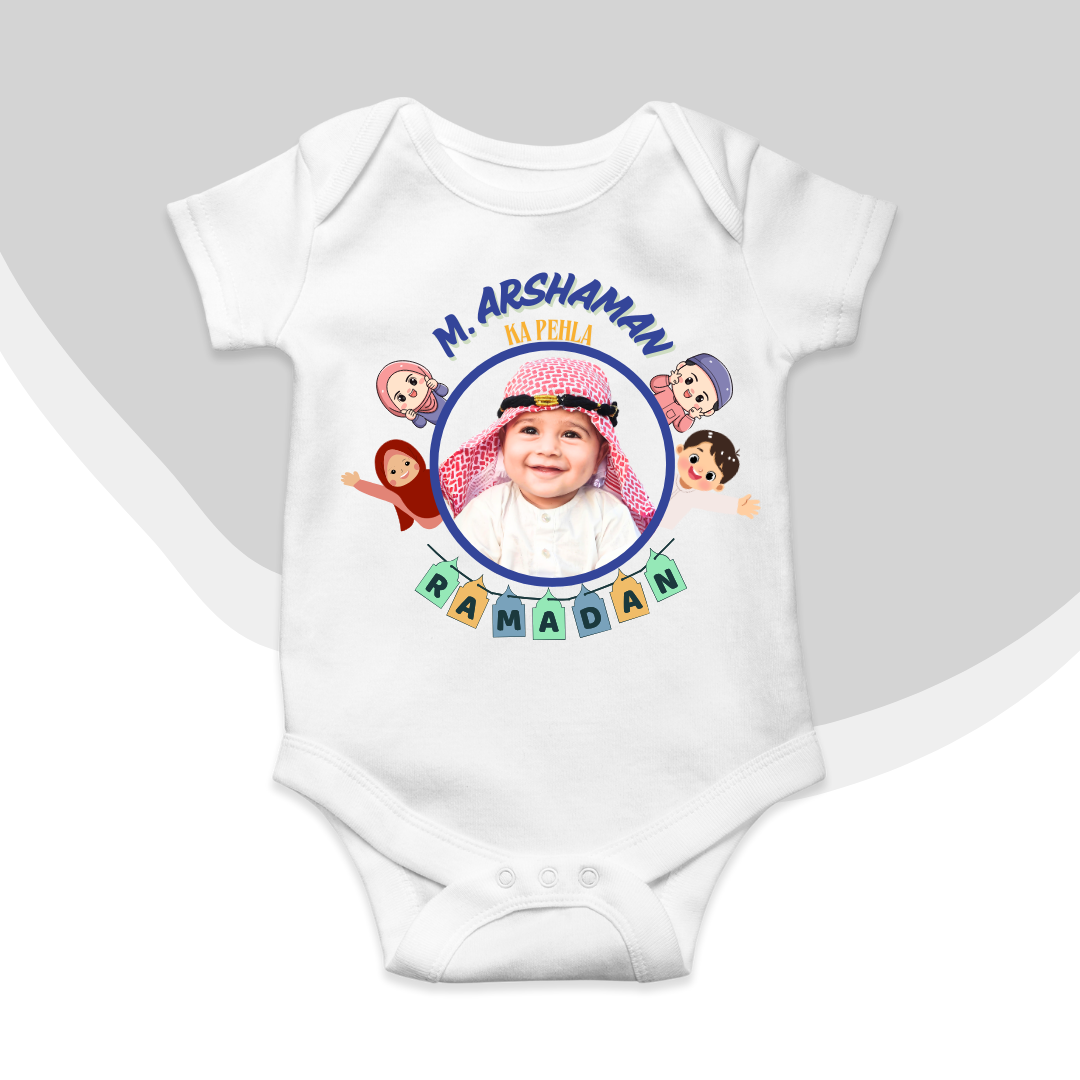 Customize Picture 1st Ramzan Flags Peeking Baby | Ramdan Rompers