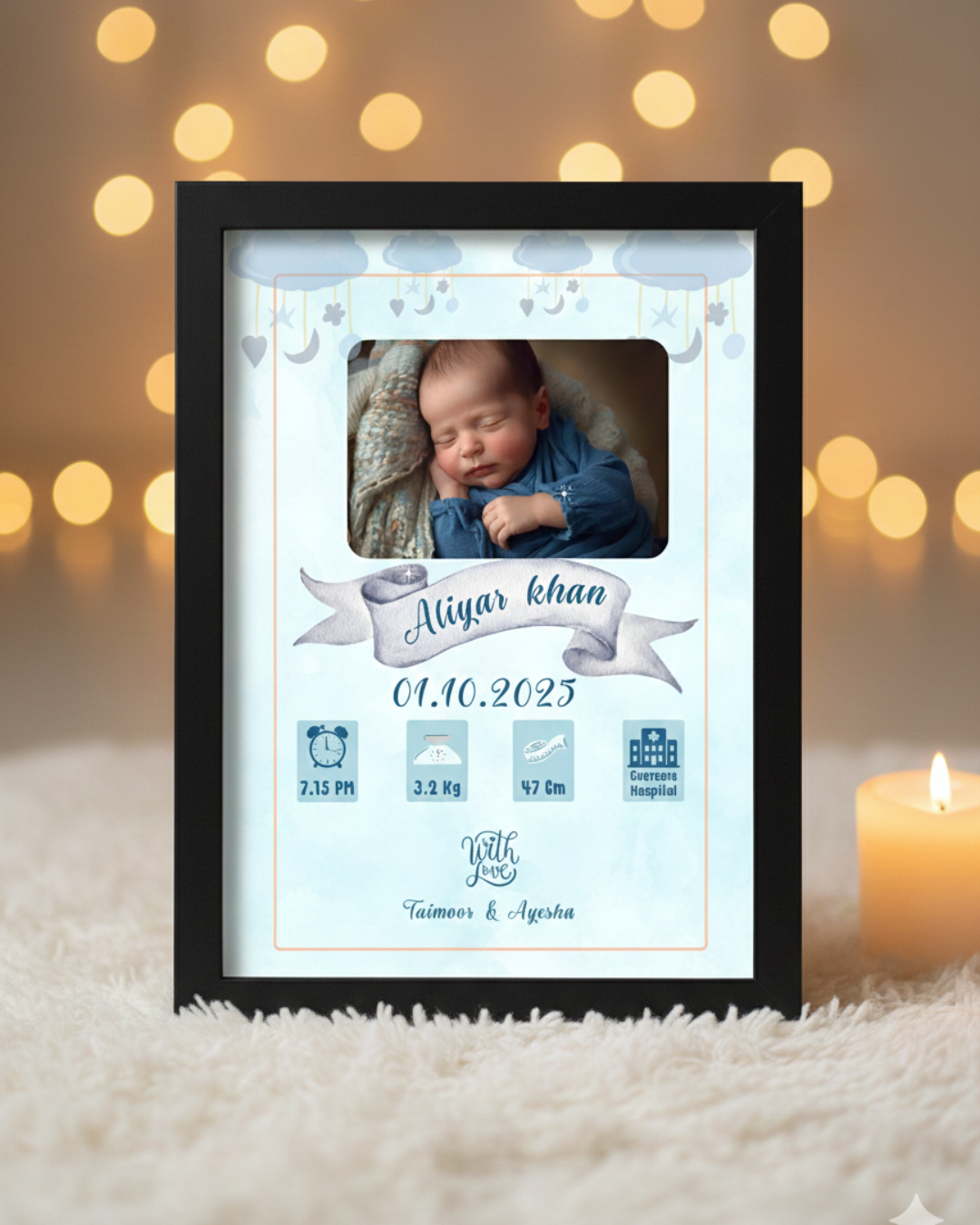 Customize New born baby name and picture frame| New born gift