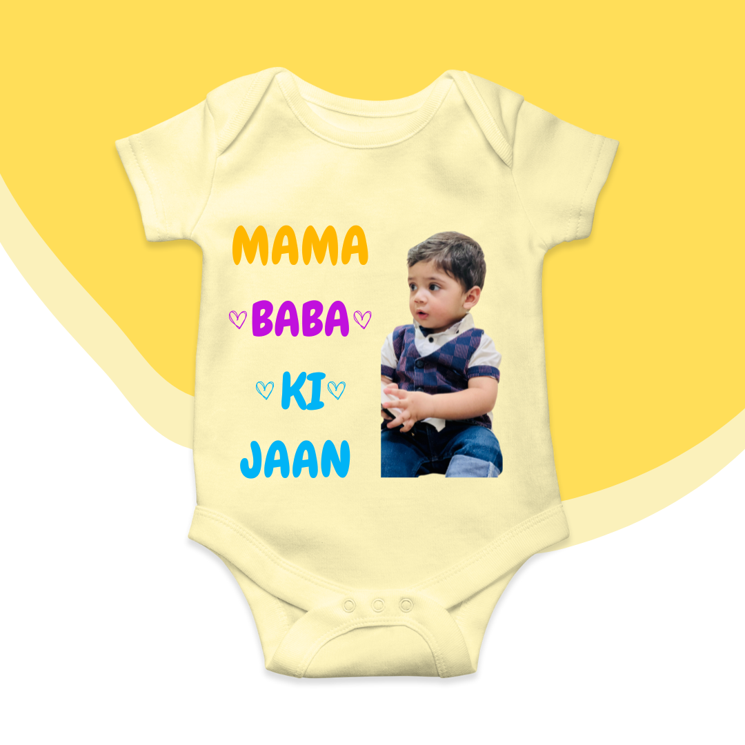 Customize Mama baba ki jaan baby picture romper