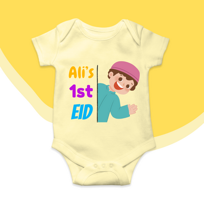 Customized Name 1st Eid Peeking Baby Boy | Eid Romper Size New Born-18 Months