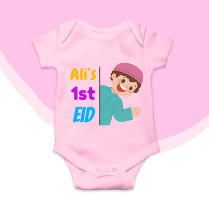 Customized Name 1st Eid Peeking Baby Boy | Eid Romper Size New Born-18 Months