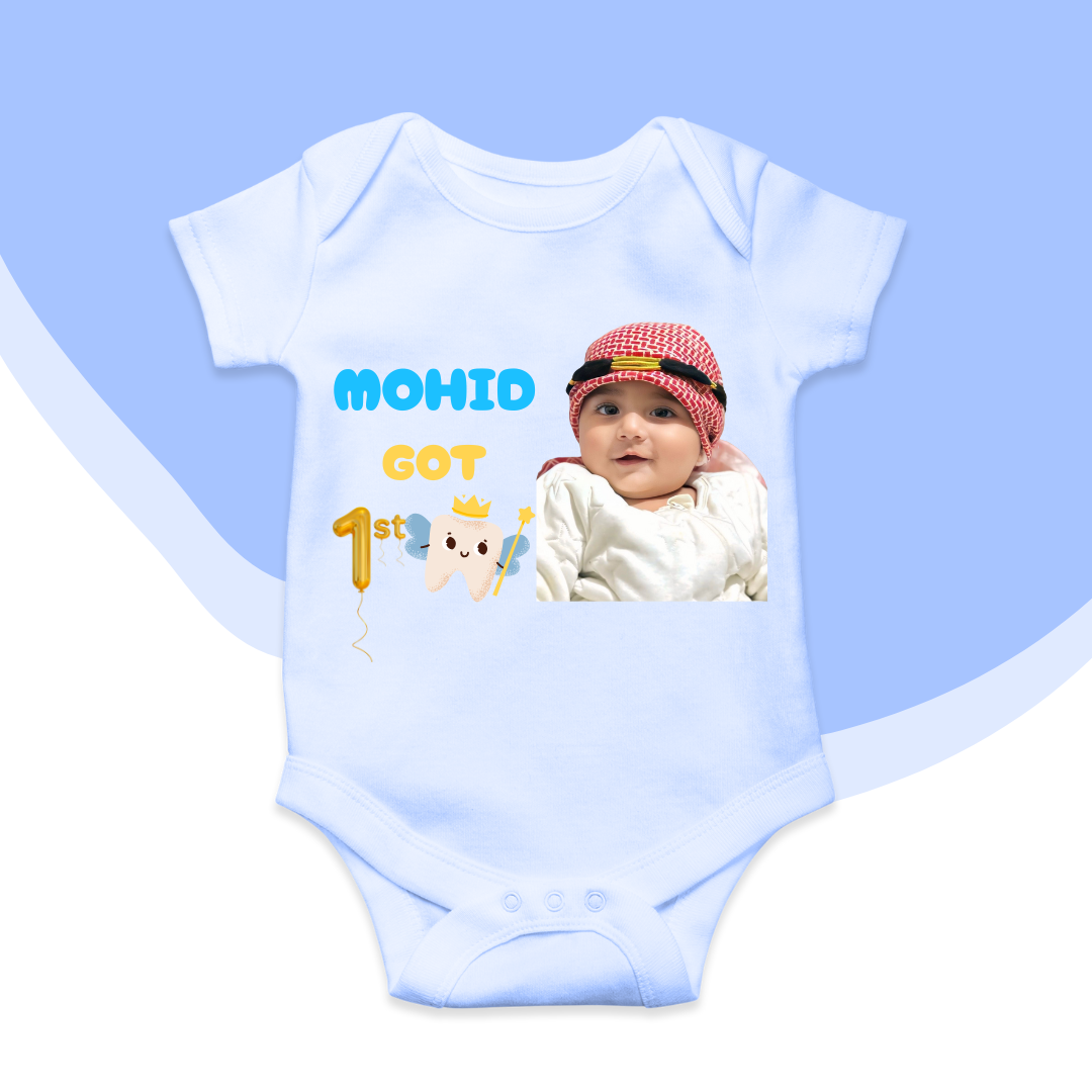 Customize Baby 1st Tooth picture romper