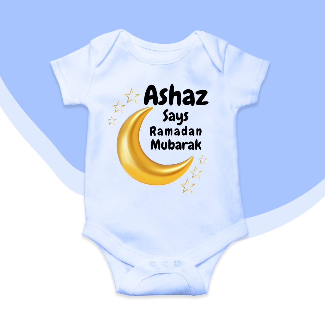 Customized Name Says Ramadan Mubarak Romper | Ramzan Romper