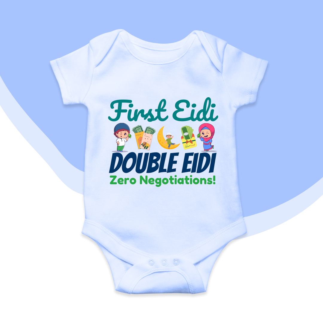 Eidi Zero Negotiation Funny Baby Eid Romper| New Born-18 month