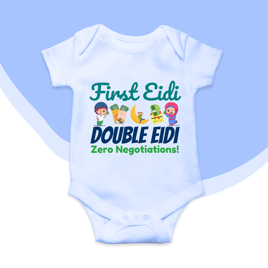 Eidi Zero Negotiation Funny Baby Eid Romper| New Born-18 month