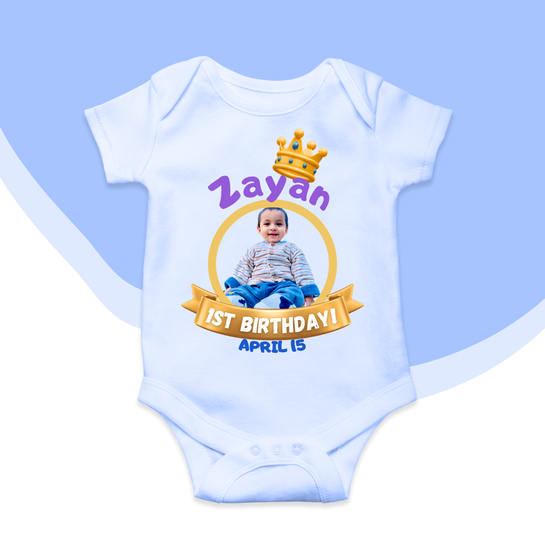 Customize Birthday Baby crown Picture Rompers | For Your Loved Ones