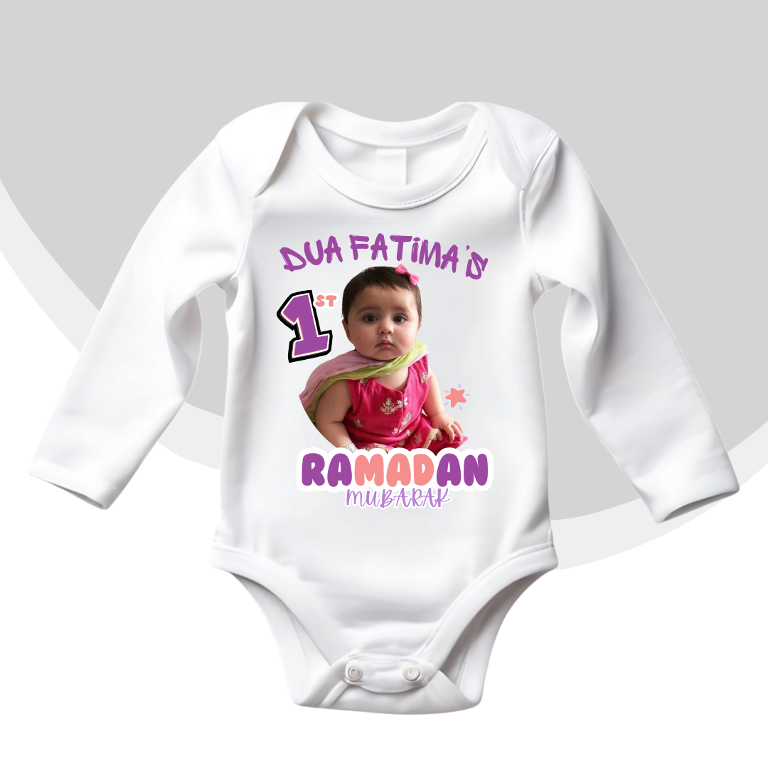 Customize Name and Picture 1st Ramdan Baby Romper | Ramadan Romper|Size 0-18 Months