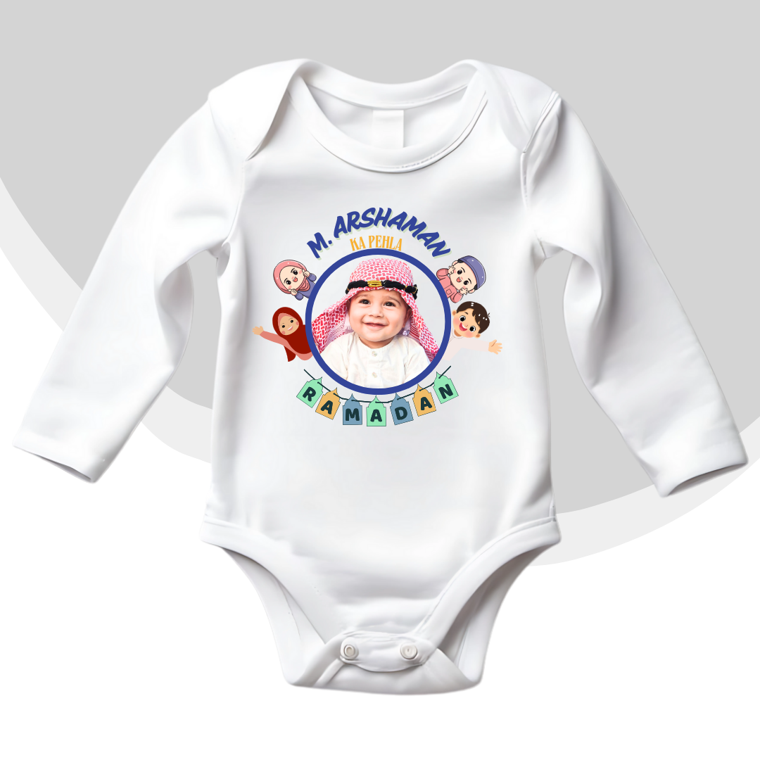 Customize Picture 1st Ramzan Flags Peeking Baby | Ramdan Rompers