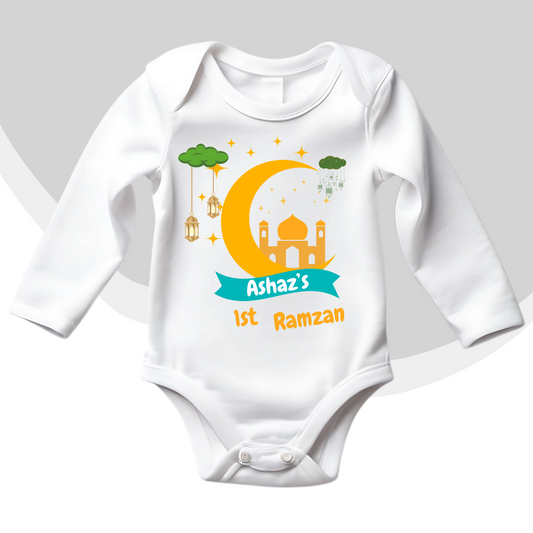 Customized Name's 1st Ramadan Moon Mosque | Ramadan Romper