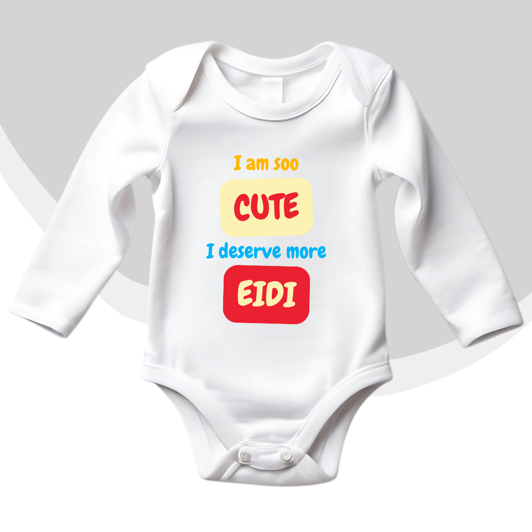 I am Cute I deserve More Eidi Blocks Rompers | Eid Romper