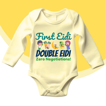 Eidi Zero Negotiation Funny Baby Eid Romper| New Born-18 month