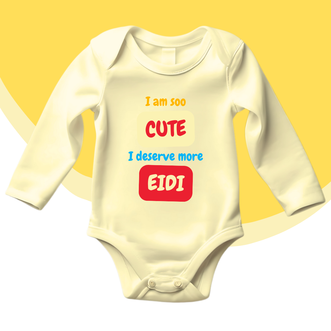 I am Cute I deserve More Eidi Blocks Rompers | Eid Romper