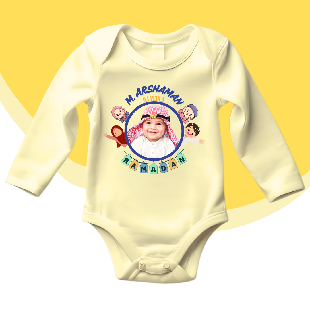 Customize Picture 1st Ramzan Flags Peeking Baby | Ramdan Rompers
