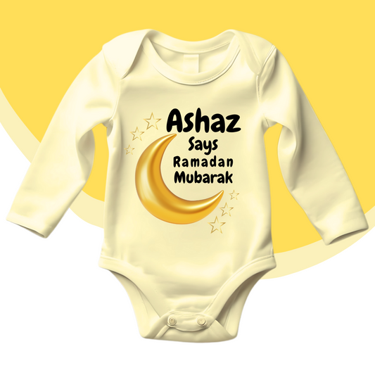 Customized Name Says Ramadan Mubarak Romper | Ramzan Romper
