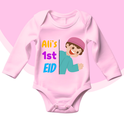 Customized Name 1st Eid Peeking Baby Boy | Eid Romper Size New Born-18 Months