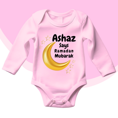Customized Name Says Ramadan Mubarak Romper | Ramzan Romper