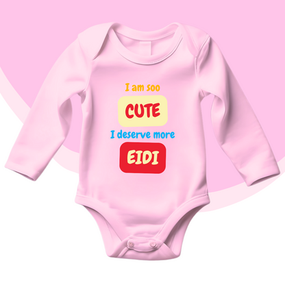 I am Cute I deserve More Eidi Blocks Rompers | Eid Romper