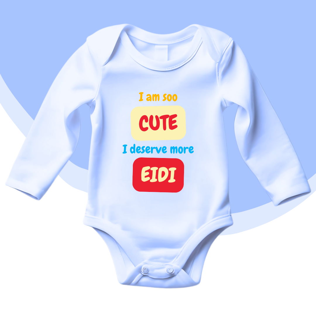 I am Cute I deserve More Eidi Blocks Rompers | Eid Romper