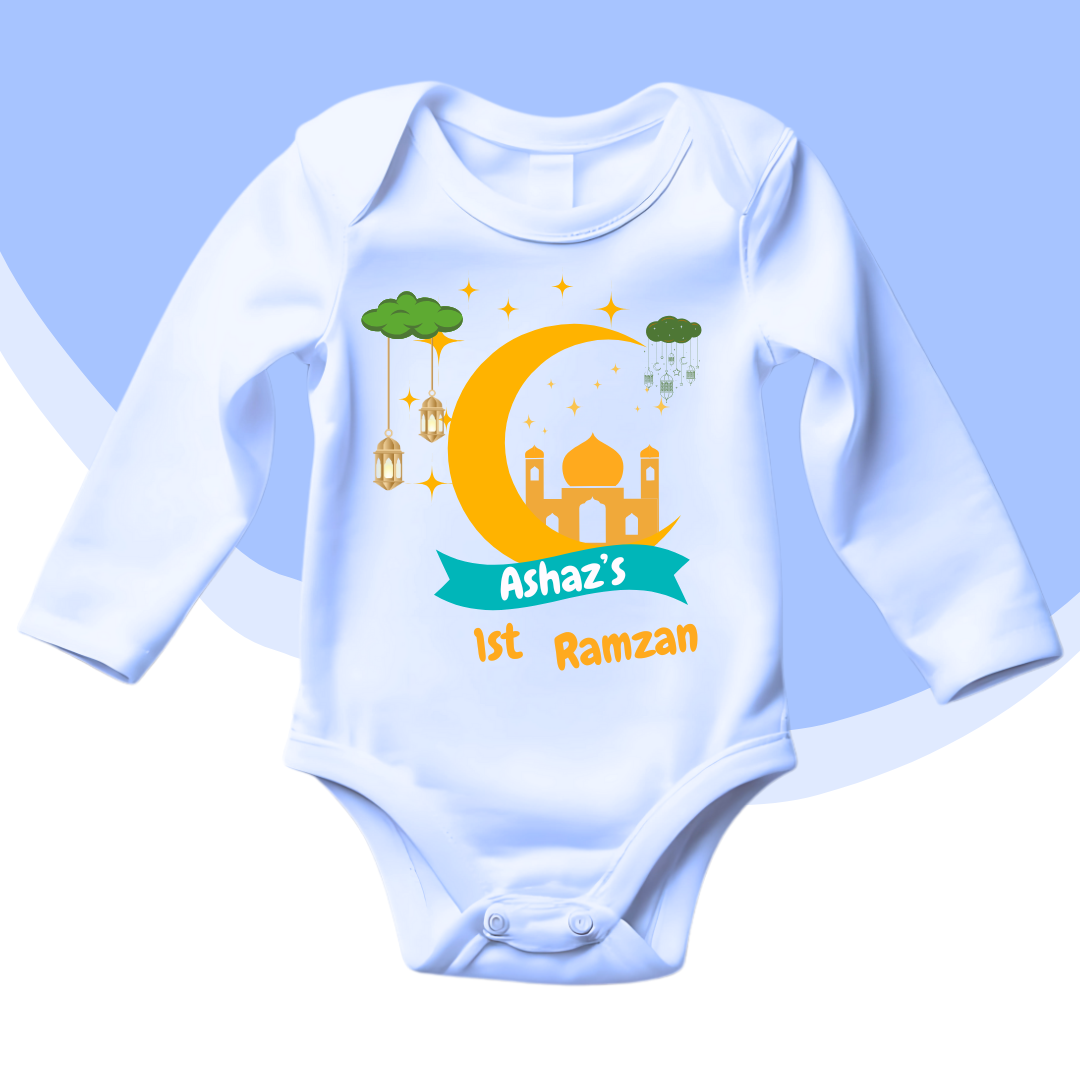 Customized Name's 1st Ramadan Moon Mosque | Ramadan Romper