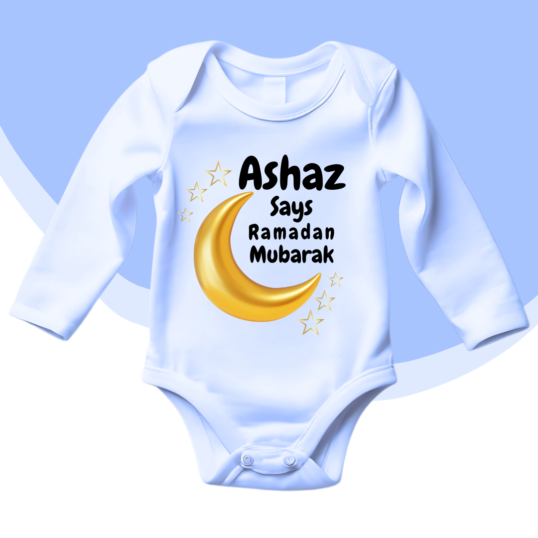 Customized Name Says Ramadan Mubarak Romper | Ramzan Romper