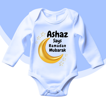 Customized Name Says Ramadan Mubarak Romper | Ramzan Romper