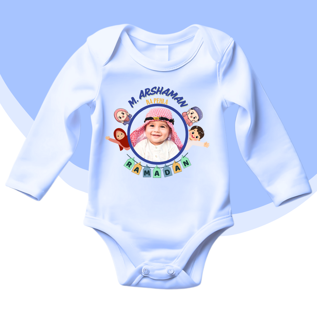 Customize Picture 1st Ramzan Flags Peeking Baby | Ramdan Rompers